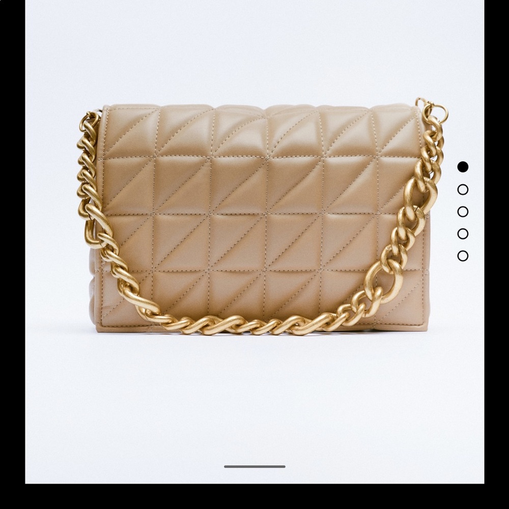 Zara quilted chain strap shoulder bag toasted brown